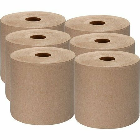 BSC PREFERRED Genuine Joe Hardwound Roll Towels, 2inCore, 7/7/8inx1000ft , Brown, 6PK GJO22800